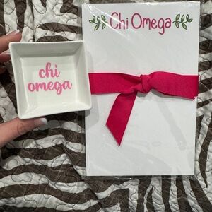 NEW Chi Omega Dish and Notepad Set